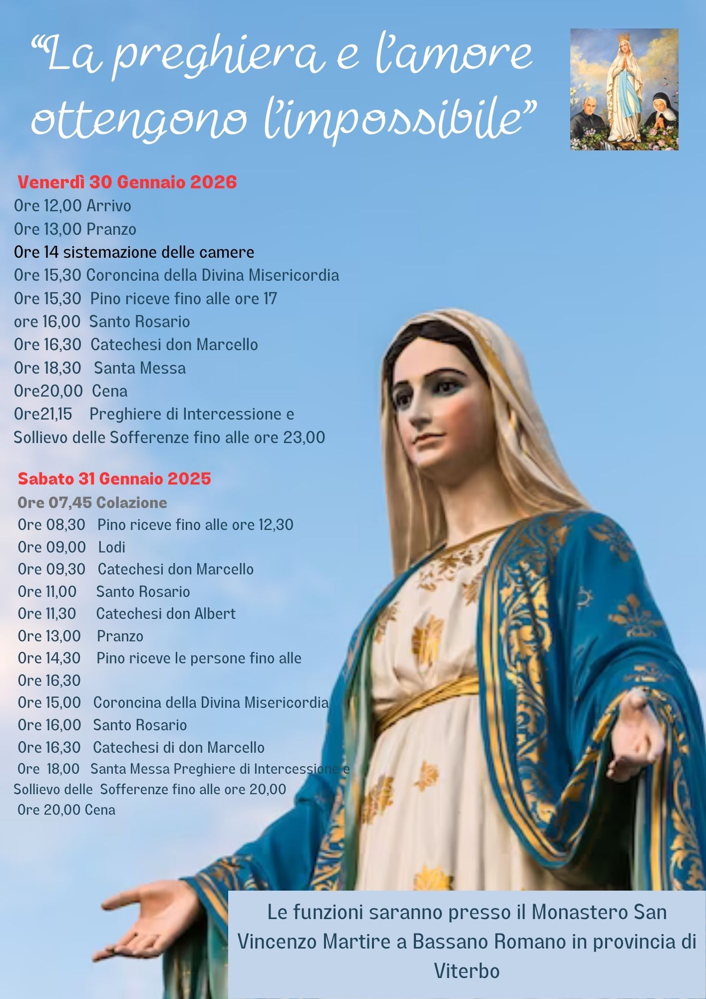 Ritiro Spirituale don Marcellogennaio 2026