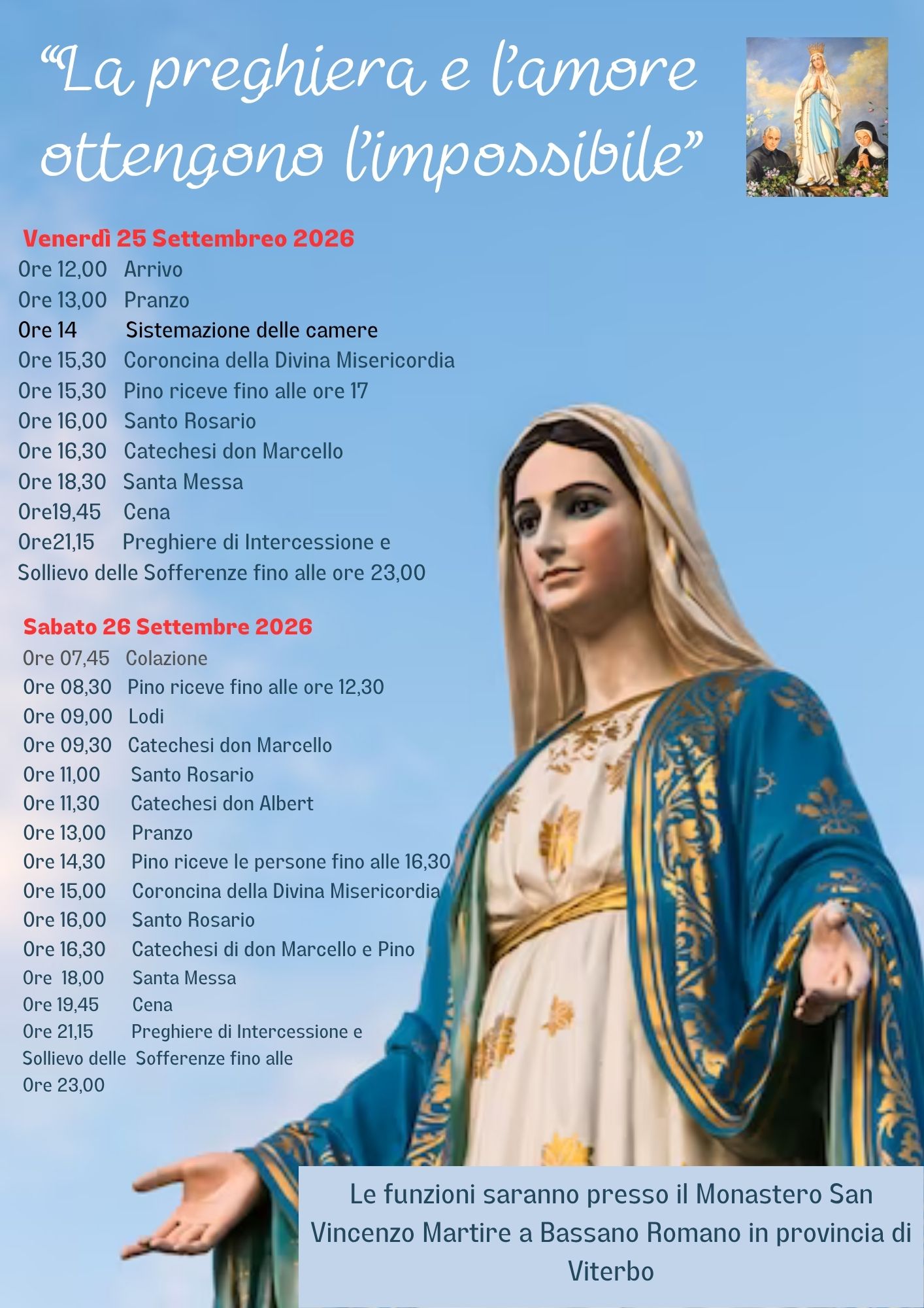 Settembre Ritiro Spirituale d 2026